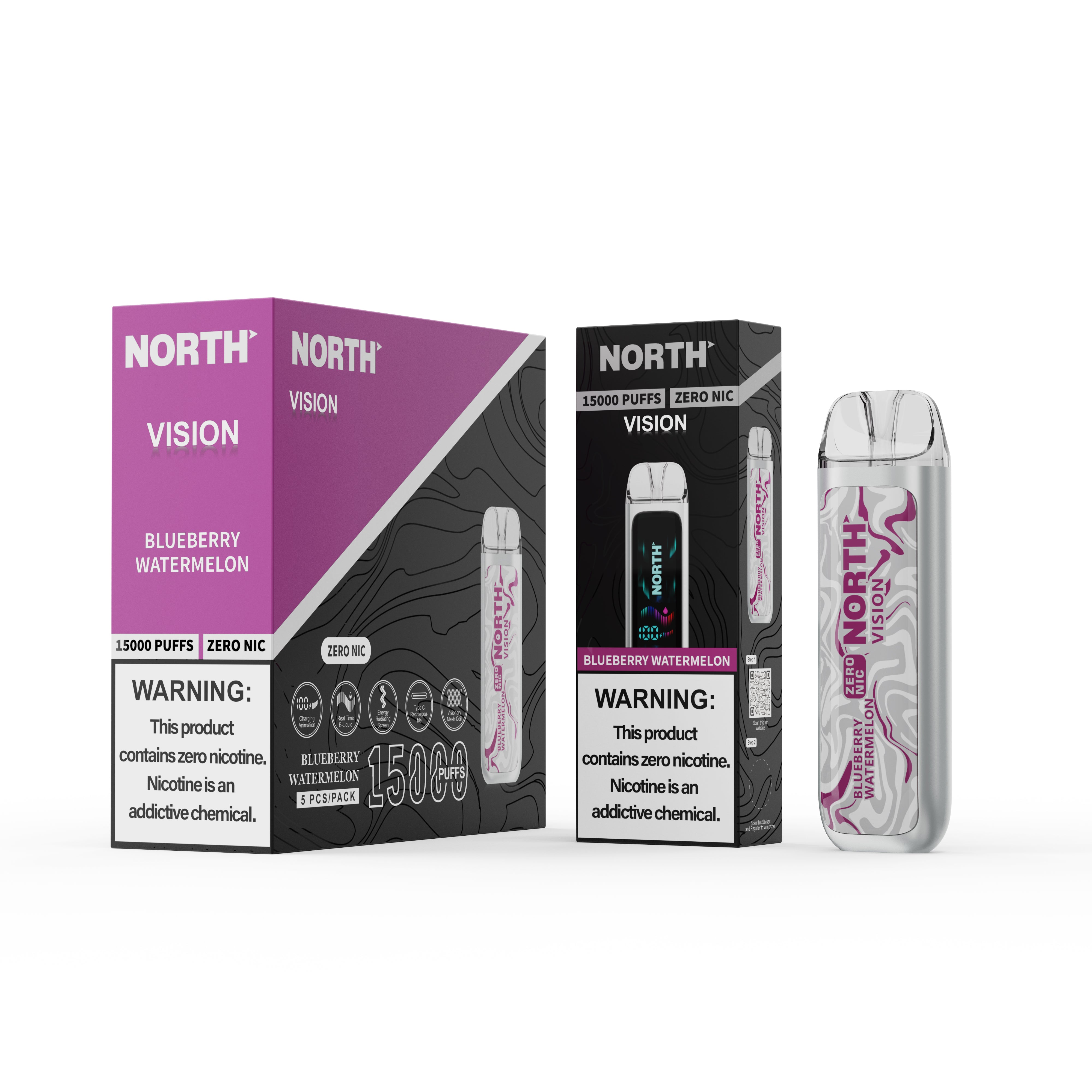 NORTH VISION ZERO NIC 15K PUFFS DISPOSABLE VAPE (5CT DISPLAY) Rising Wholesale Inc. NORTH VISION ZERO NIC 15K PUFFS DISPOSABLE VAPE (5CT DISPLAY) Rising Wholesale Inc.
