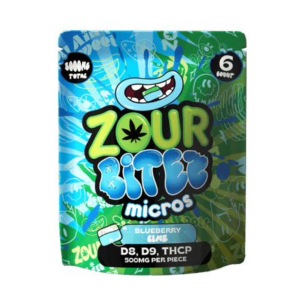 ZOUR BITEZ MICROS D8, D9, THCP 500MG PER PIECE (30 BAGS DISPLAY) (6 GUMMY PER BAG)