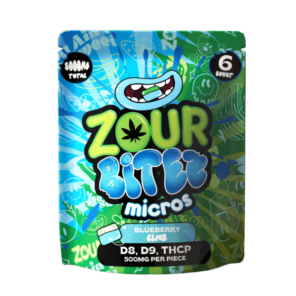 ZOUR BITEZ MICROS D8, D9, THCP 500MG PER PIECE (30 BAGS DISPLAY) (6 GUMMY PER BAG)