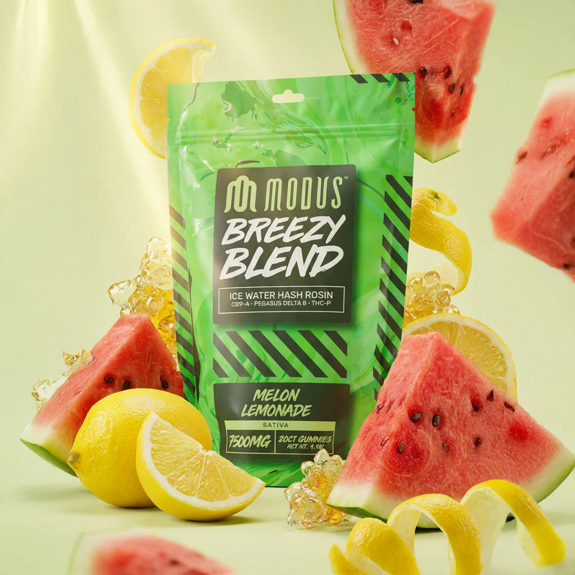 MODUS BREEZY BLEND (ICE WATER HASH ROSIN CB9-A + PEGASUS D8 + THC-P) 7500MG 20CT GUMMIES