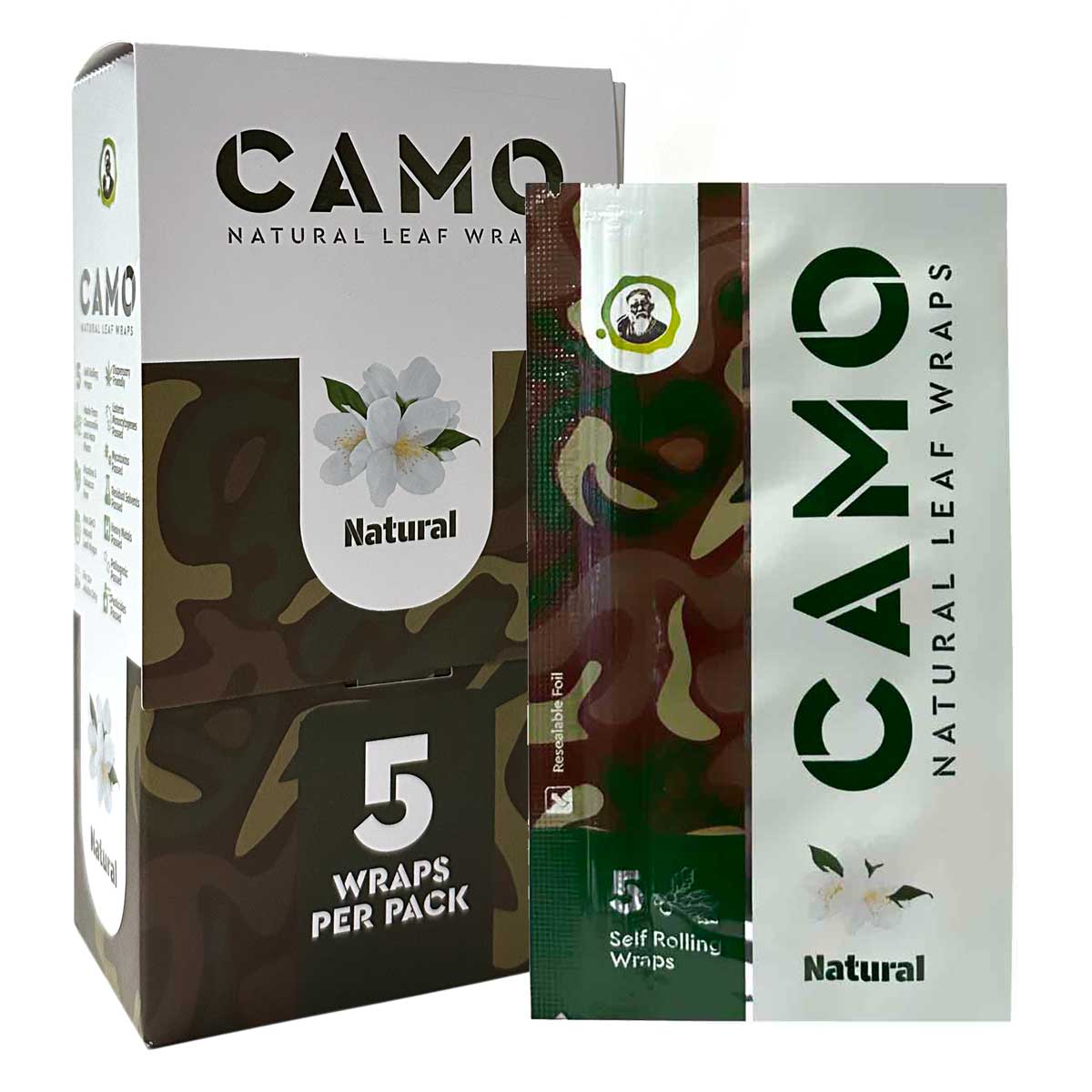 CAMO NATURAL LEAF WRAPS PRE PRICED BOX (5CT/PK)