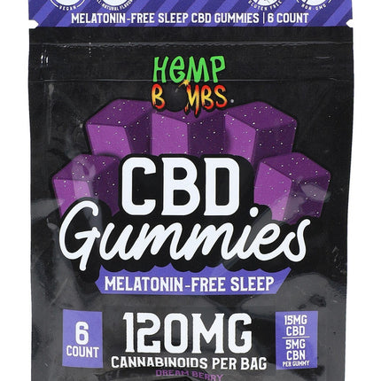 HEMP BOMBS 120MG CBD MELATONIN-FREE SLEEP GUMMIES 6PC PER BAG - DREAM BERRY
