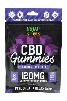 HEMP BOMBS 120MG CBD MELATONIN-FREE SLEEP GUMMIES 6PC PER BAG - DREAM BERRY