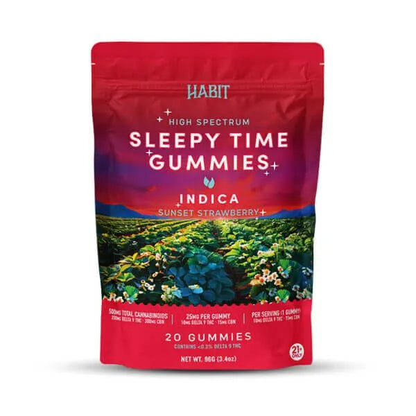 HABIT HIGH SPECTRUM 15MG CBN + 10MG D9 GUMMIES (20CT/BAG) | SUNSET STRAWBERRY (INDICA)