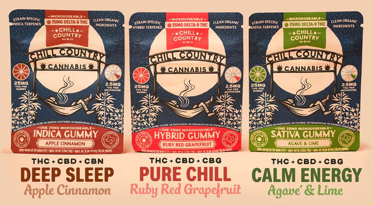 CHILL COUNTRY CANNABIS 25MG D9 THC PER GUMMY (20CT DISPLAY)