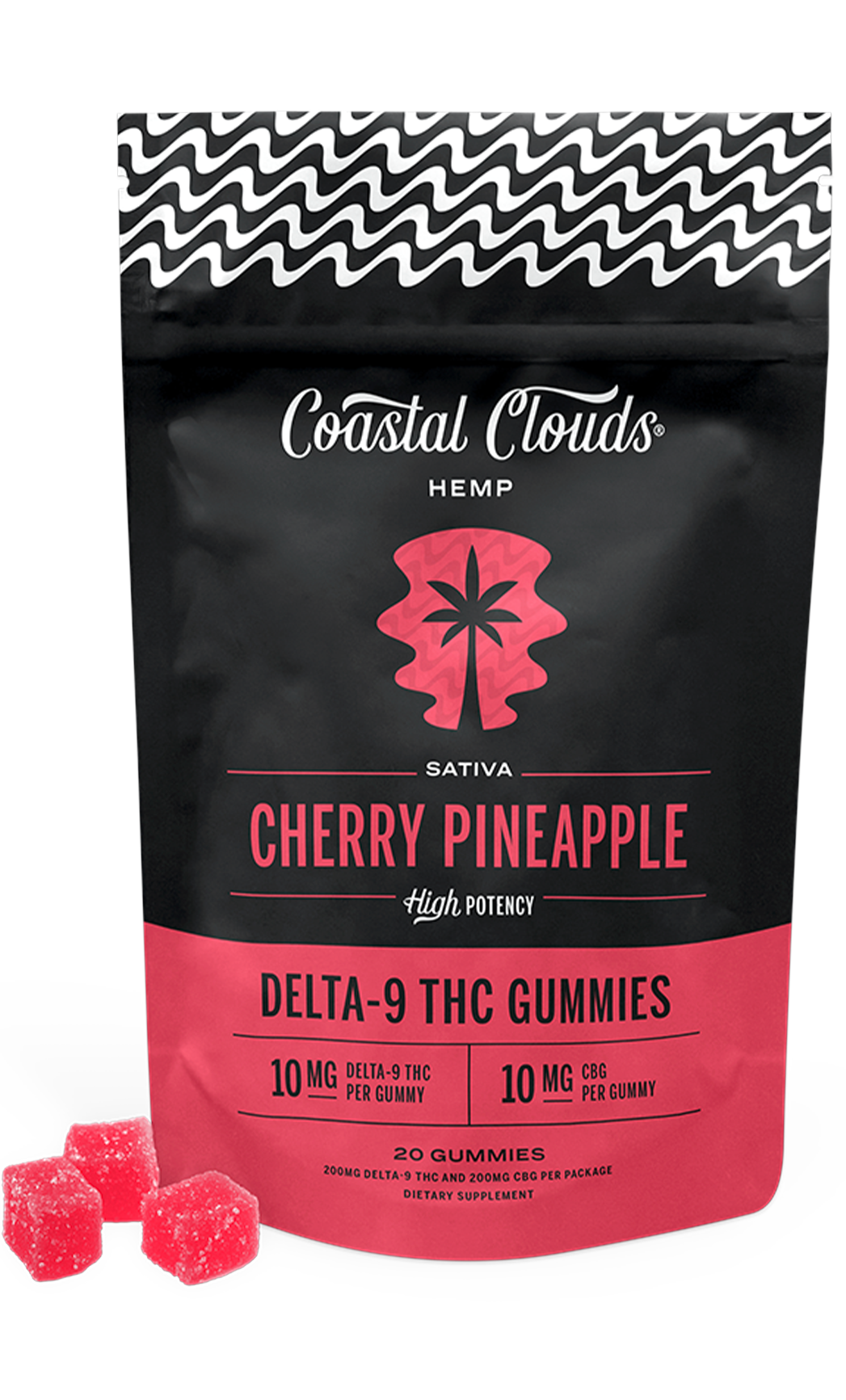COASTAL CLOUDS HEMP DELTA-9 THC GUMMIES (10MG D9 + 10MG CBG) 200MG BAG
