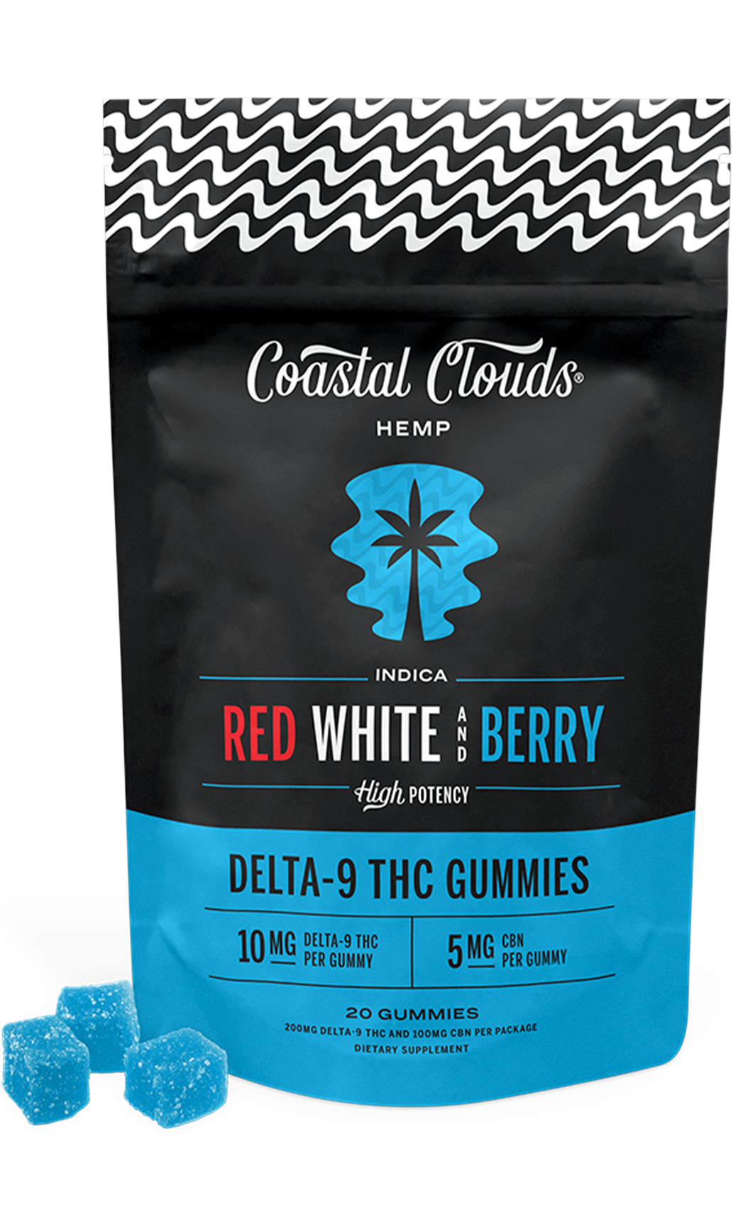 COASTAL CLOUDS HEMP DELTA-9 THC GUMMIES (10MG D9 + 10MG CBG) 200MG BAG