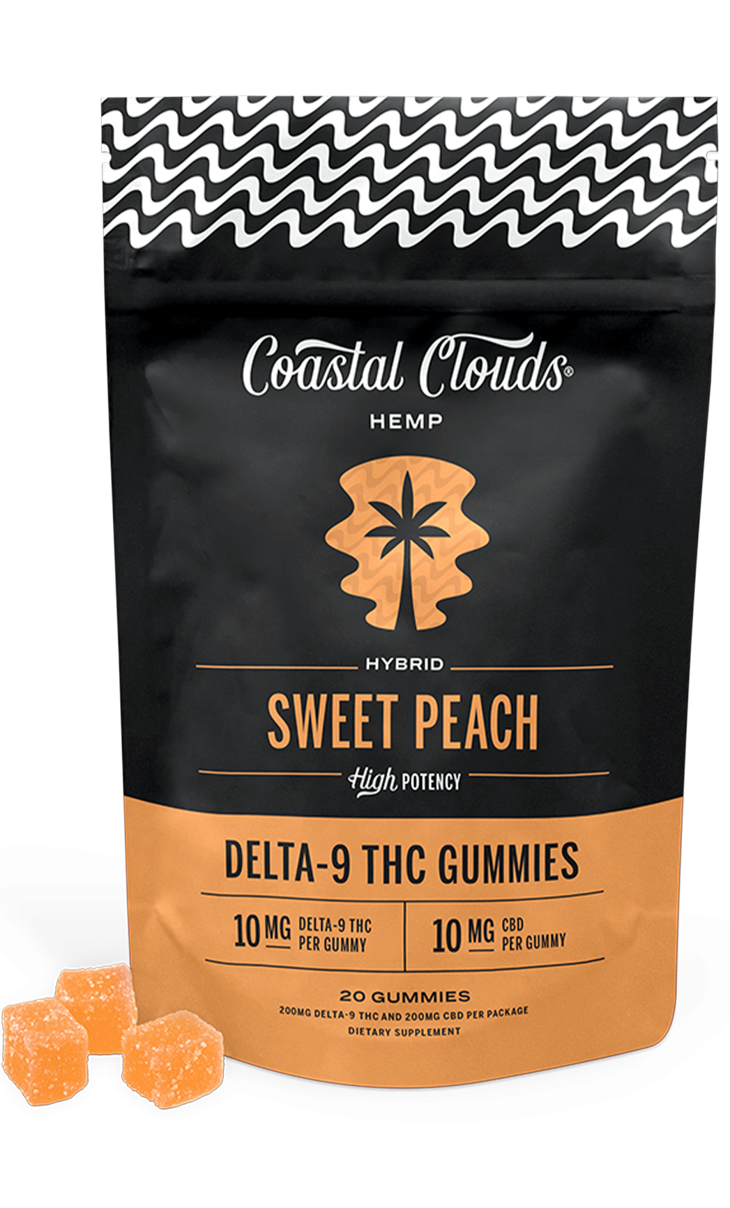 COASTAL CLOUDS HEMP DELTA-9 THC GUMMIES (10MG D9 + 10MG CBG) 200MG BAG