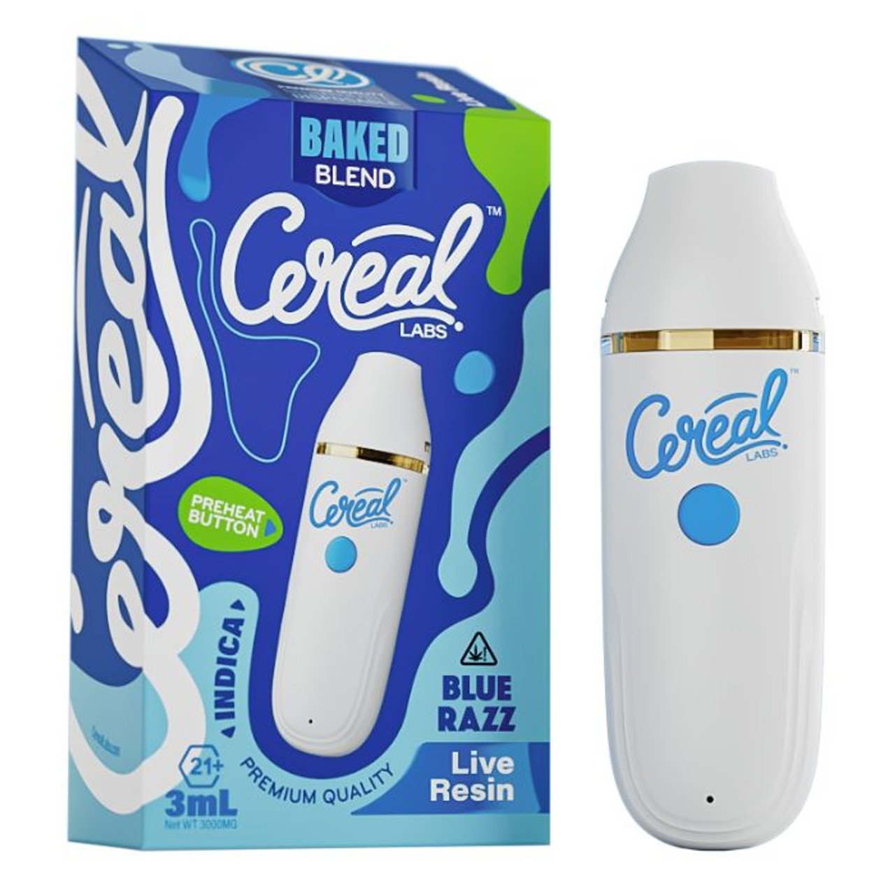 CEREAL LABS BAKED BLEND LIVE RESIN 3 GRAM DISPOSABLE BLUE RAZZ (INDICA) 713310635250