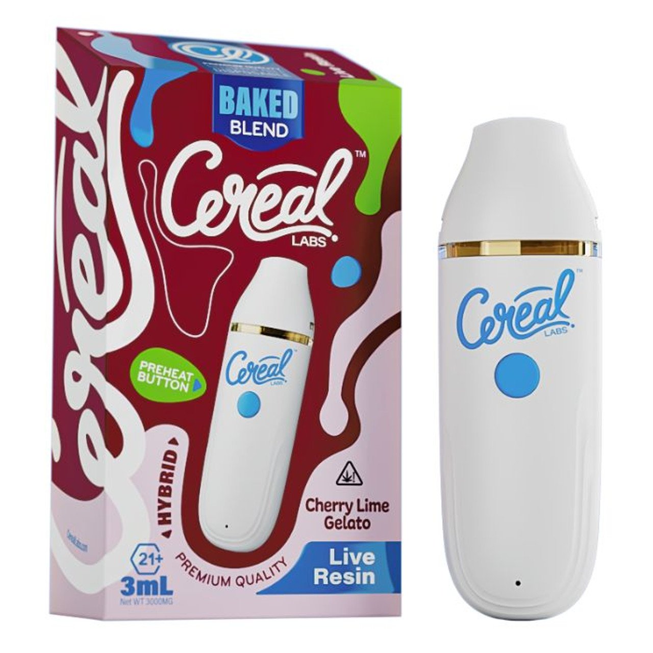 CEREAL LABS BAKED BLEND LIVE RESIN 3 GRAM DISPOSABLE CHERRY LIME GELATO (HYBRID) 713310635113