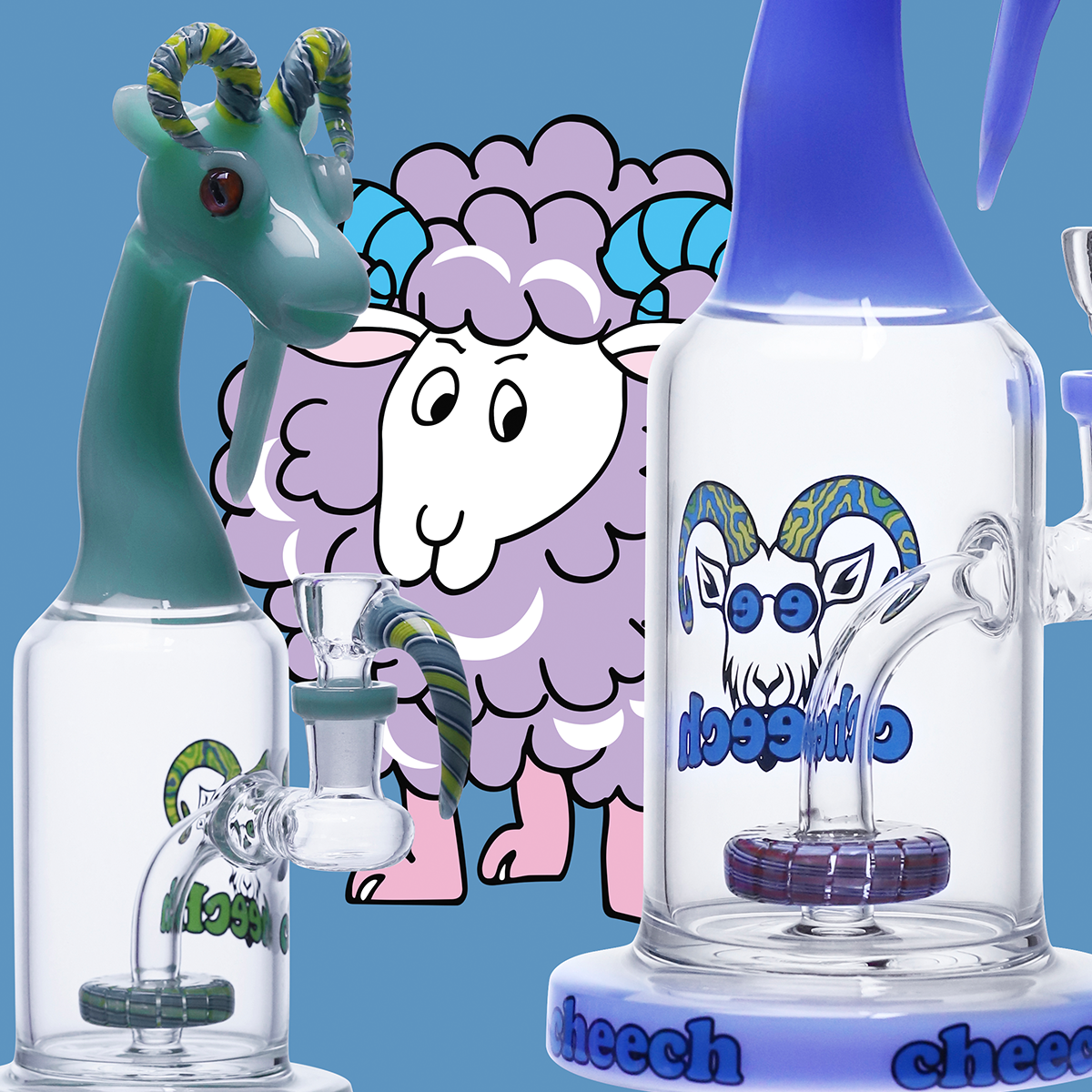 CHEECH 10in "CHEEKY TRIPPY GOAT PIECE" (CH-315) (D JBL)