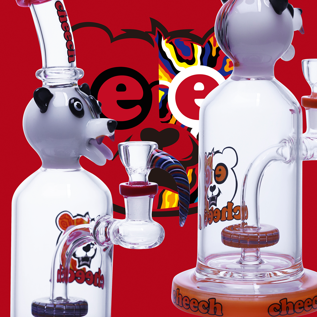 CHEECH 10in "CHEEKY TRIPPY PANDA PIECE" (CH-315) (A RED)