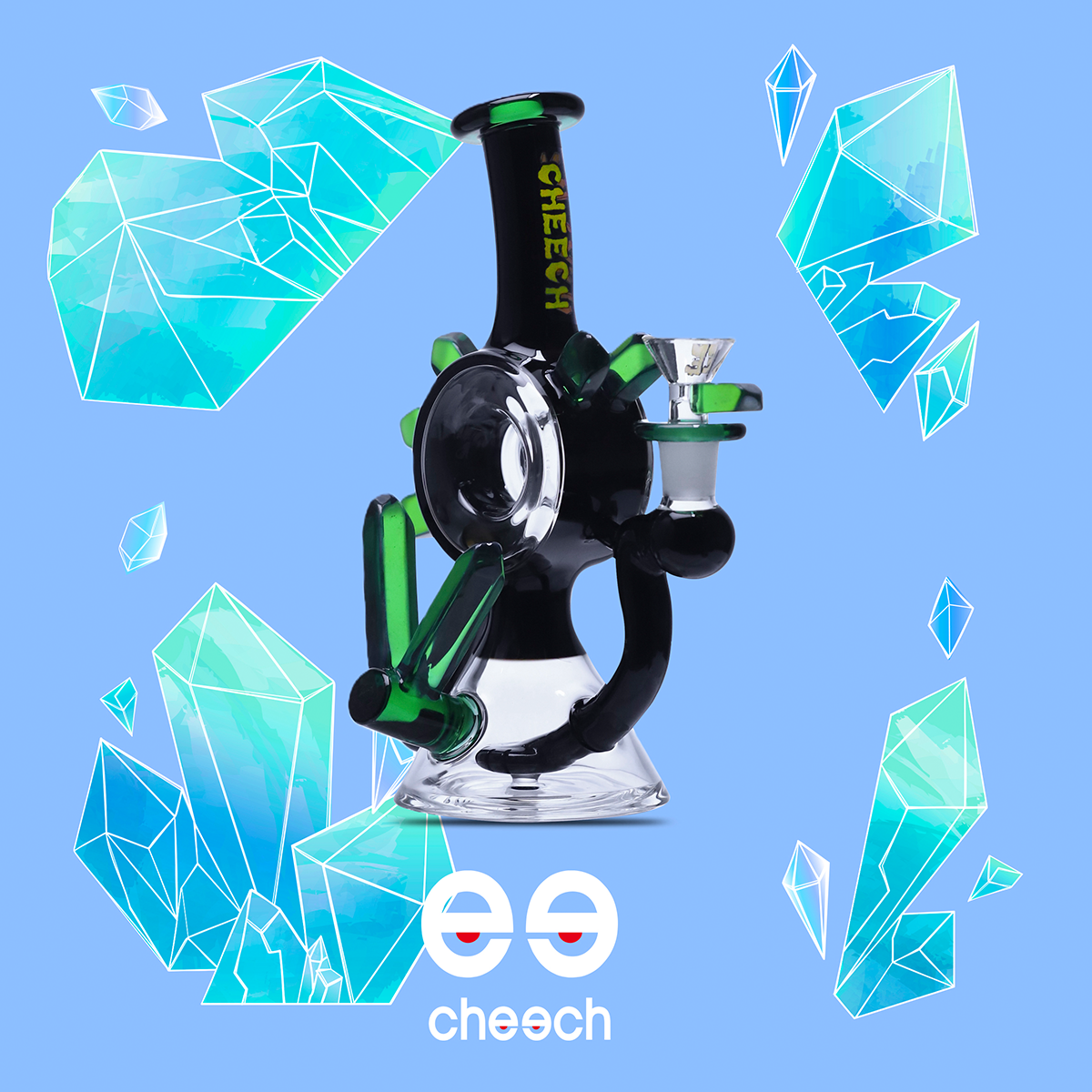 CHEECH 9in "ANGRY PORCUPINE RECYCLING YOUR SMOKE" WATERPIPE