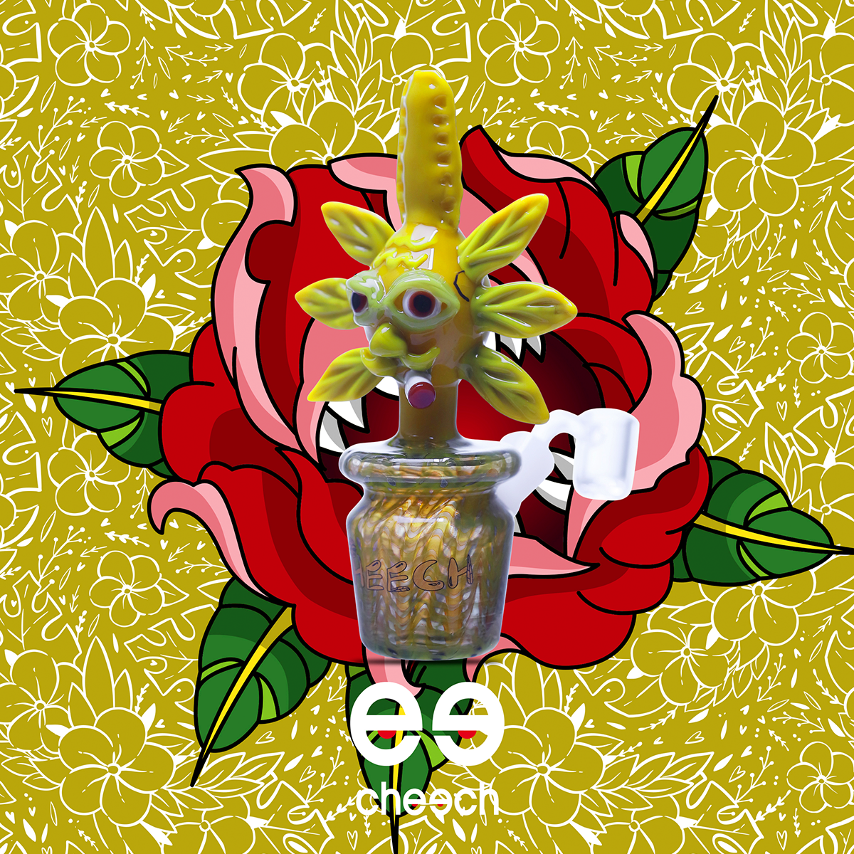 CHEECH 7.5in "TRIPPY LEAF CREATURE PUFFING VIBES" WATERPIPE | (CH-371)