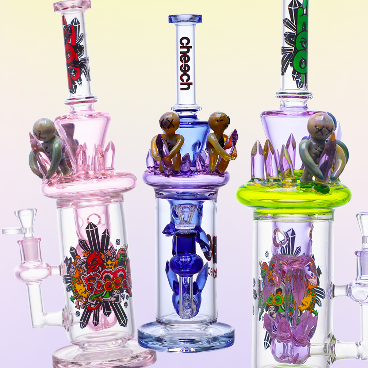 CHEECH 15.5in "LITTLE ALIENS GUARDING YOUR HITS" WATERPIPE