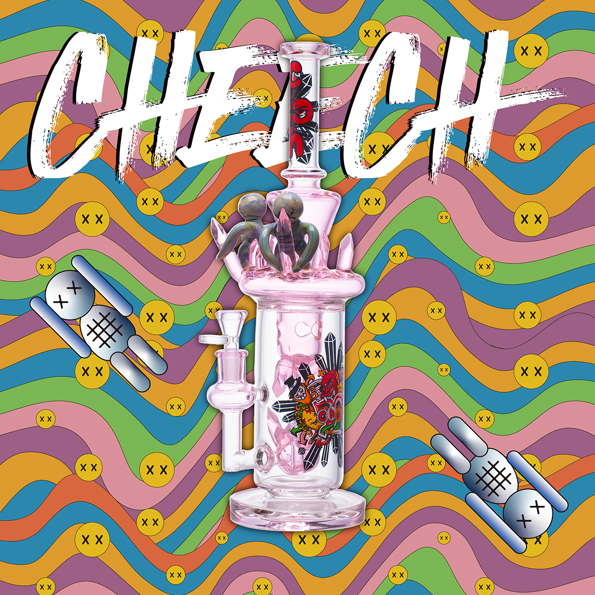 CHEECH 15.5in "LITTLE ALIENS GUARDING YOUR HITS" WATERPIPE