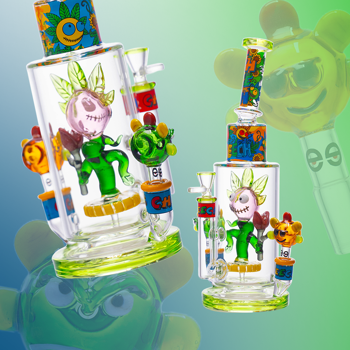 CHEECH 13.5in "SUNFLOWER STONBER VIBES" HAND PIPE INCLUDED (CHE-405)