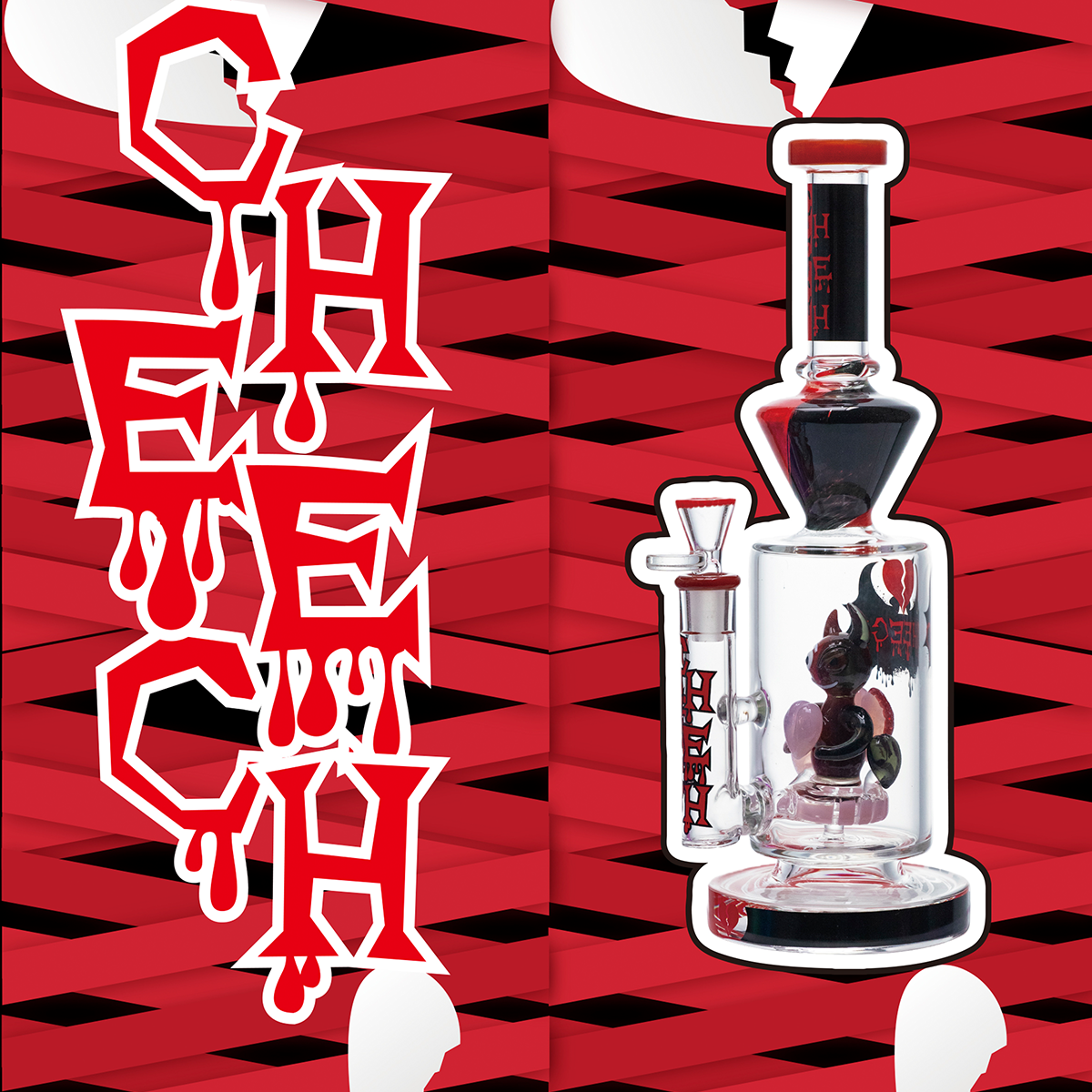 CHEECH 12.5in "EVIL CUPID GLASS WATER PIPE" (CHE-424)