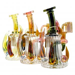 CHEECH - 7" "DONT BE THORN ON MY BONG" SHOWER HEAD PERC WATER PIPE BLUE FUMED CH-180-BF