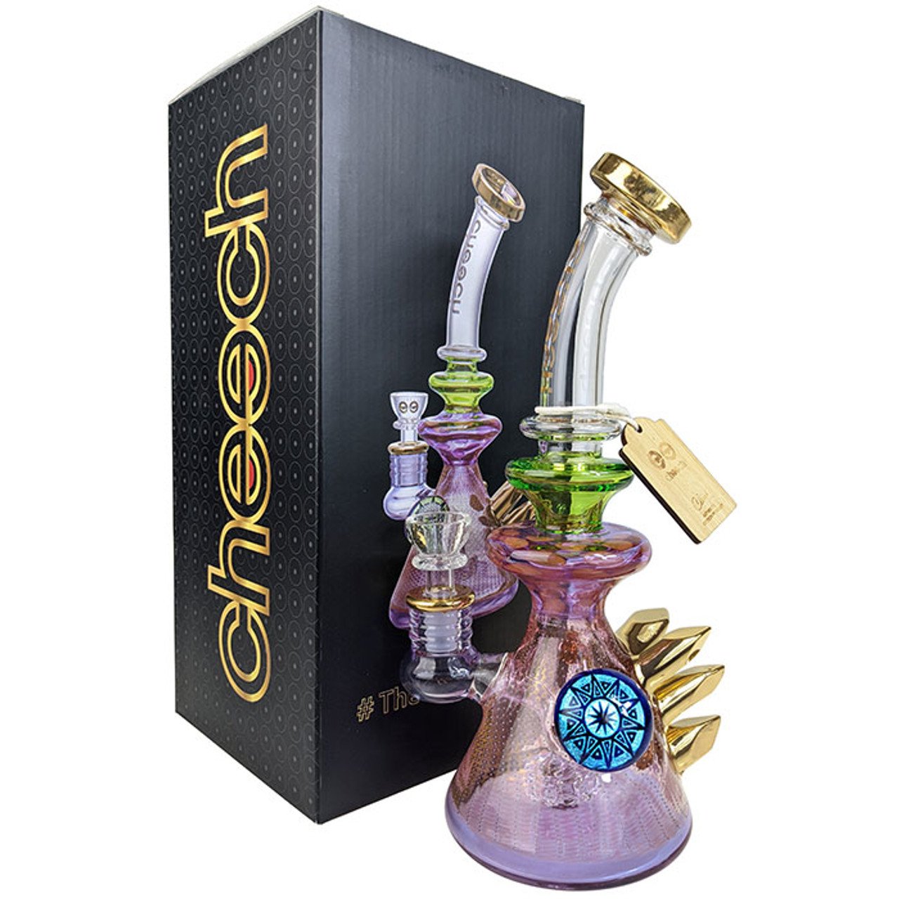 CHEECH GLASS 10" MULTI COLOR GOLD CRYSTAL RIG WATER PIPE (CHE-241)