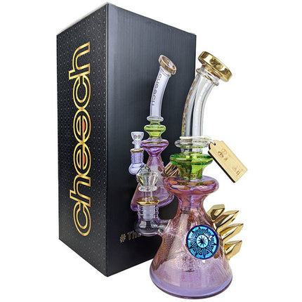 CHEECH GLASS 10" MULTI COLOR GOLD CRYSTAL RIG WATER PIPE (CHE-241) PINK 00857