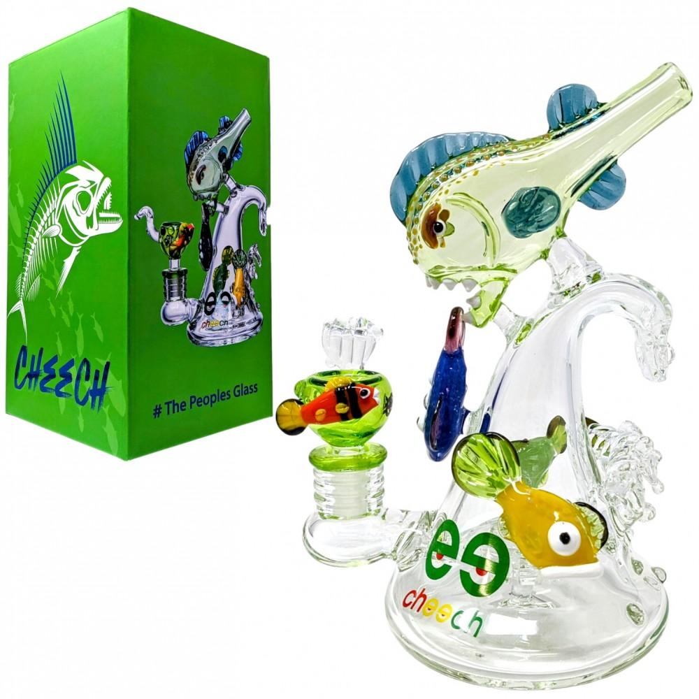 CHEECH GLASS CHE-264 PIRANAS CATCHING WAVES NOTHING TO SEE HERE WATER PIPE