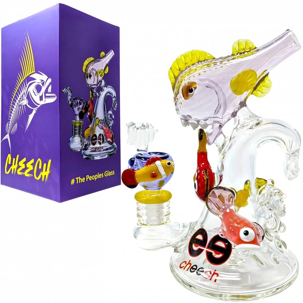 CHEECH GLASS CHE-265 PIRANAS CATCHING WAVES NOTHING TO SEE HERE WATER PIPE