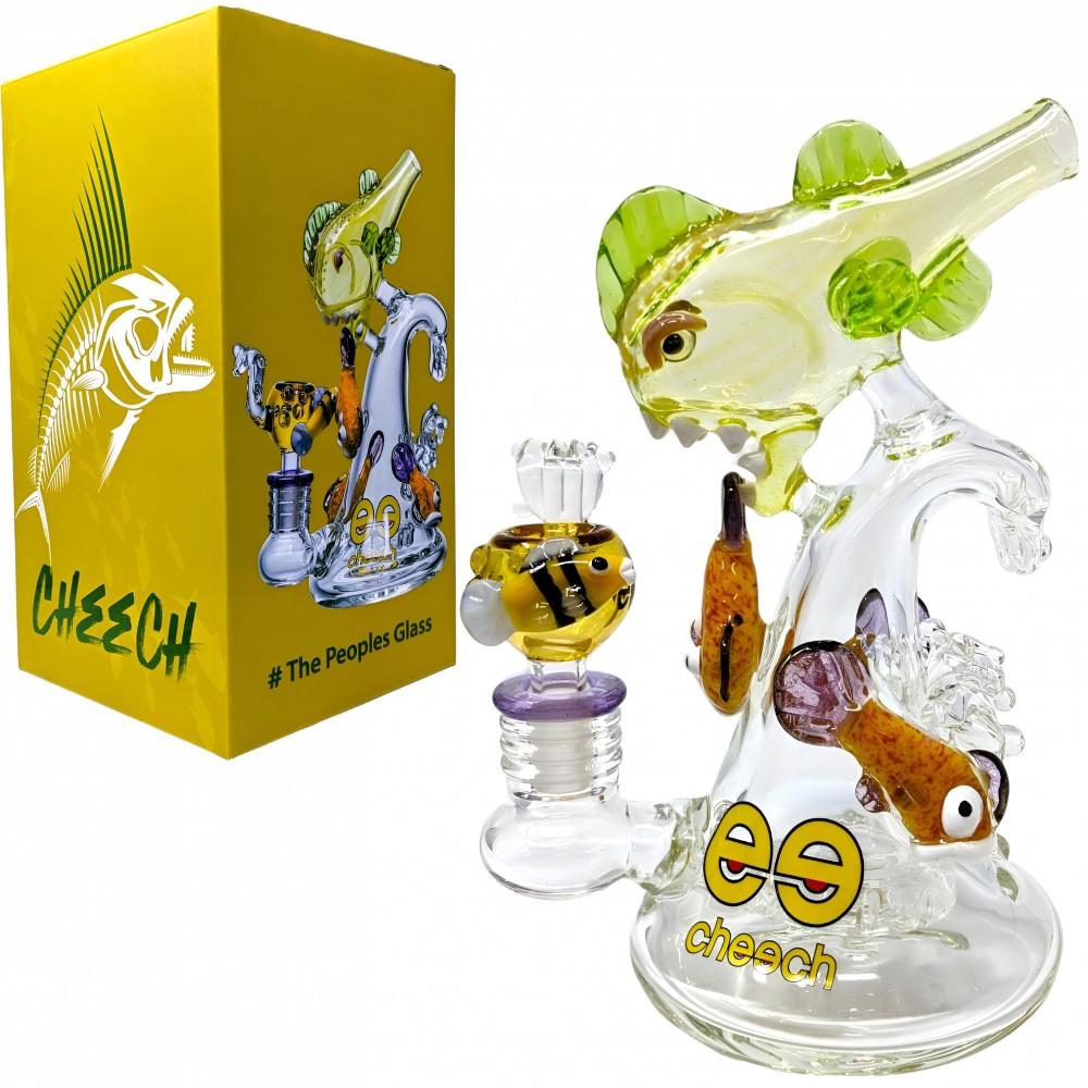 CHEECH GLASS CHE-266 PIRANAS CATCHING WAVES NOTHING TO SEE HERE WATER PIPE
