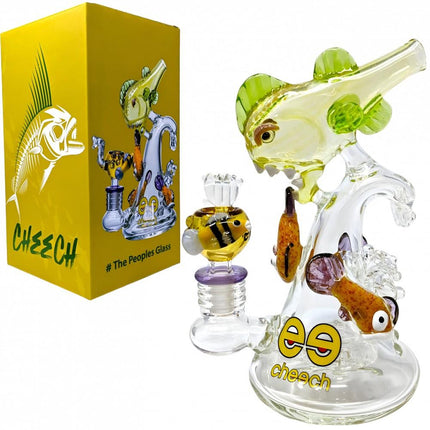 CHEECH GLASS CHE-266 PIRANAS CATCHING WAVES NOTHING TO SEE HERE WATER PIPE Default Title 1287