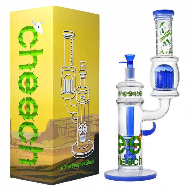 CHEECH GLASS "NEW AGE BUBBLER WITH SIDE TREE PERC" BLUE (CH-257-JBL) 01610