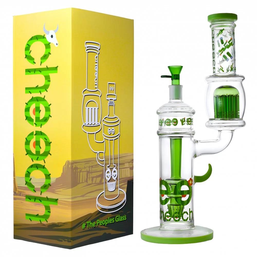 CHEECH GLASS "NEW AGE BUBBLER WITH SIDE TREE PERC" GREEN (CH-257-TGR) 01611