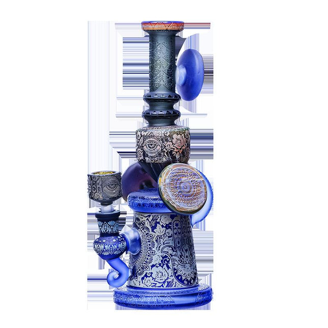 CHEECH GLASS "PROTECTION AGAINST THE EVIL EYE OF HATERS" 10" WATER PIPE | BLUE Default Title 01290