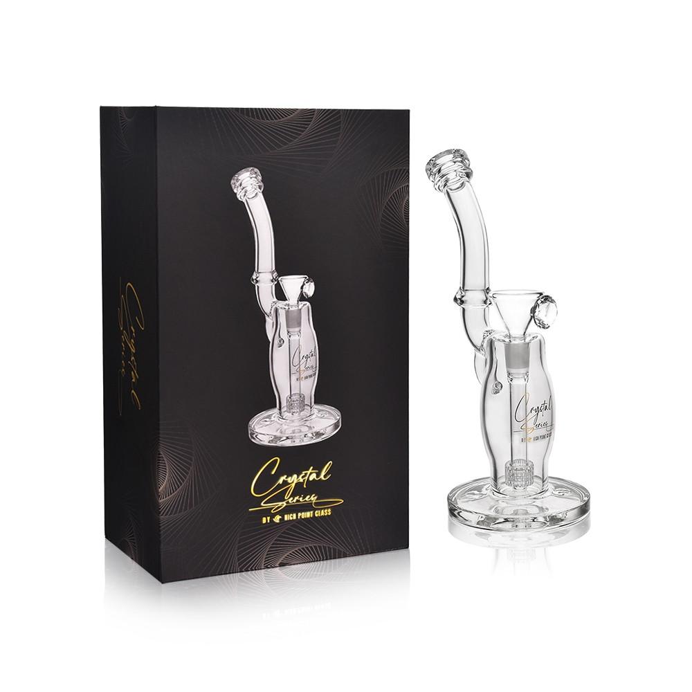 CRYSTAL SERIES BY HIGH POINT GLASS 13" CURVY NECK & BODY LOW PROFILE DOWN STEM MATRIX PERC WATER PIPE RIG [ES2240-BX]