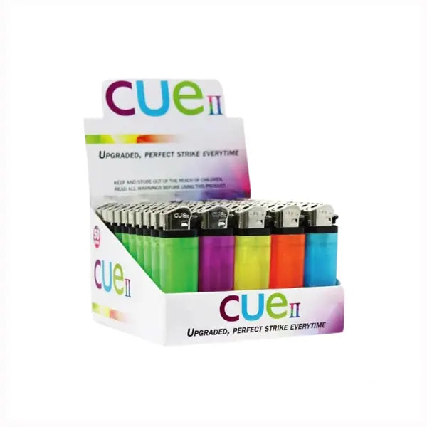 NEON® ZY-2C CUE II Translucent Five Color Disposable Flint Lighter (50CT DISPLAY)