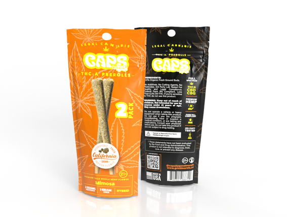 CAPS THC-A PRE ROLLS (2PC/PACK) 1 GRAM EACH
