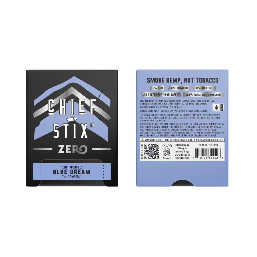 CHIEF STIX ZERO HEMP PREROLLS (7CT X 0.5G EACH)