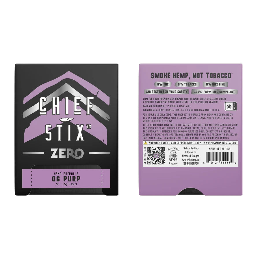 CHIEF STIX ZERO HEMP PREROLLS (7CT X 0.5G EACH)