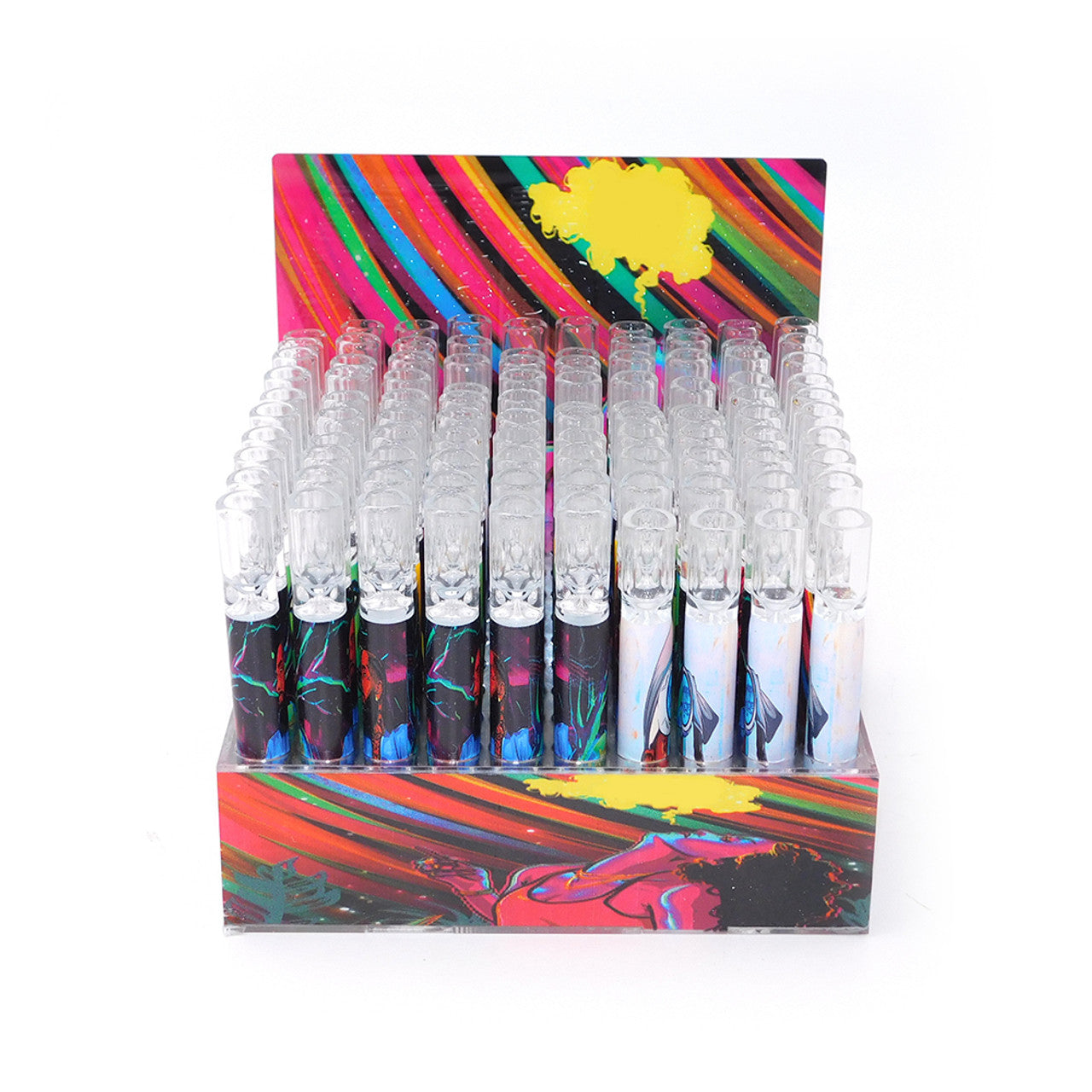 GLASS ONE HITTER ASSORTED DESIGN 100CT/DISPLAY