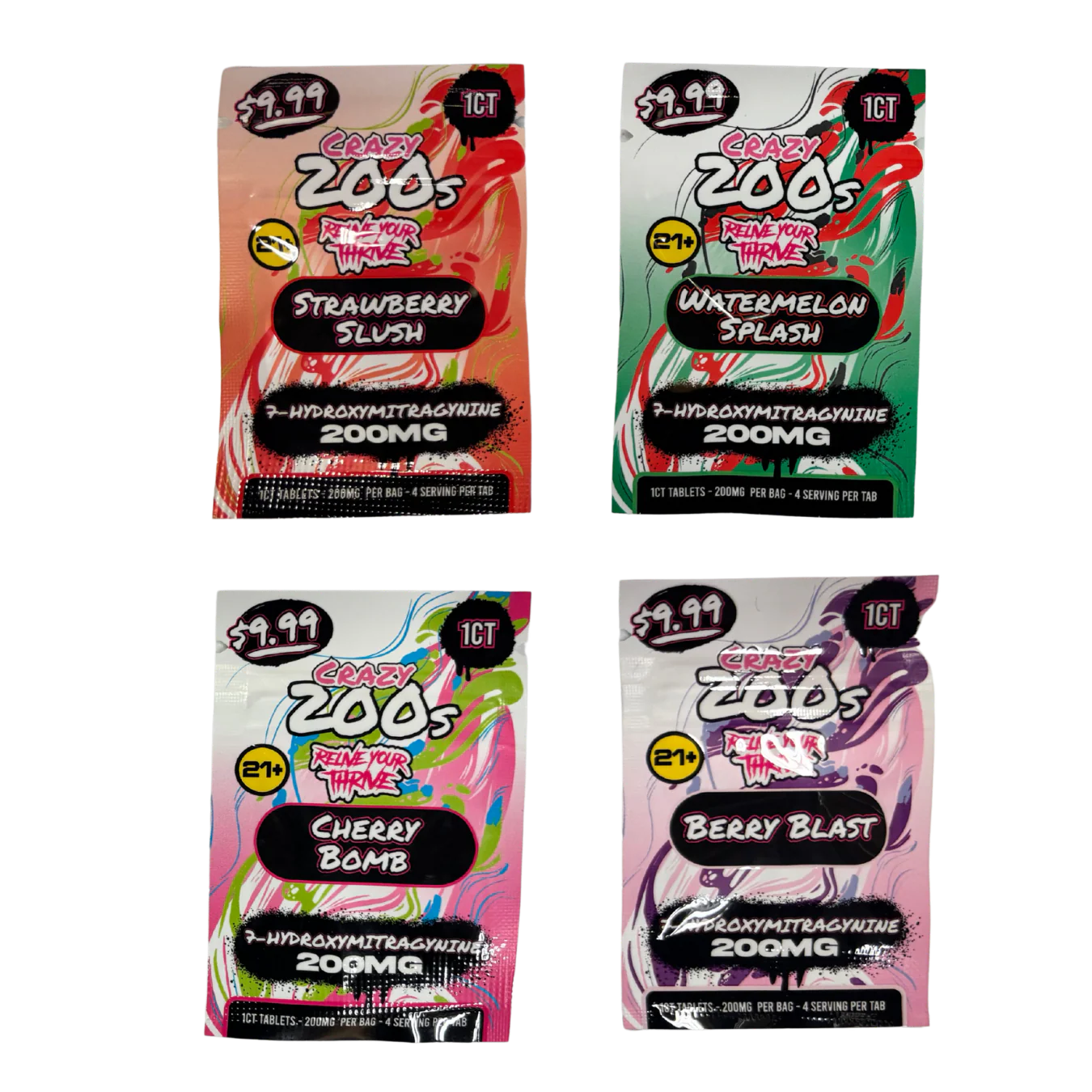 CRAZY 200s 7-HYDROXY 200MG PER TAB (1CT/PACK) 30PK/DISPLAY 9.99 PRE PRICE