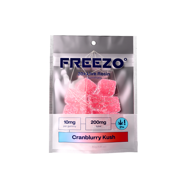 FREEZO 10MG LIVE ROSIN GUMMIES (20CT/BAG, 200MG/BAG) | CRANBLURRY KUSH