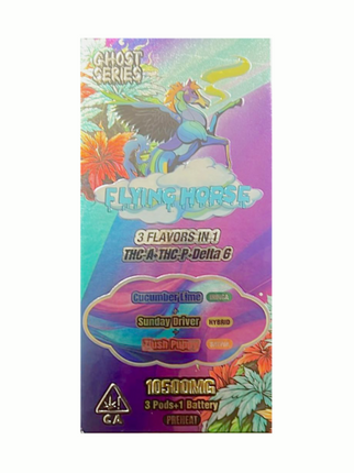 FLYING HORSE GHOST SERIES 10.G 3 IN 1 (3 POD & BATTERY SYSTEM) THCA + THCP + D6 LIVE RESIN