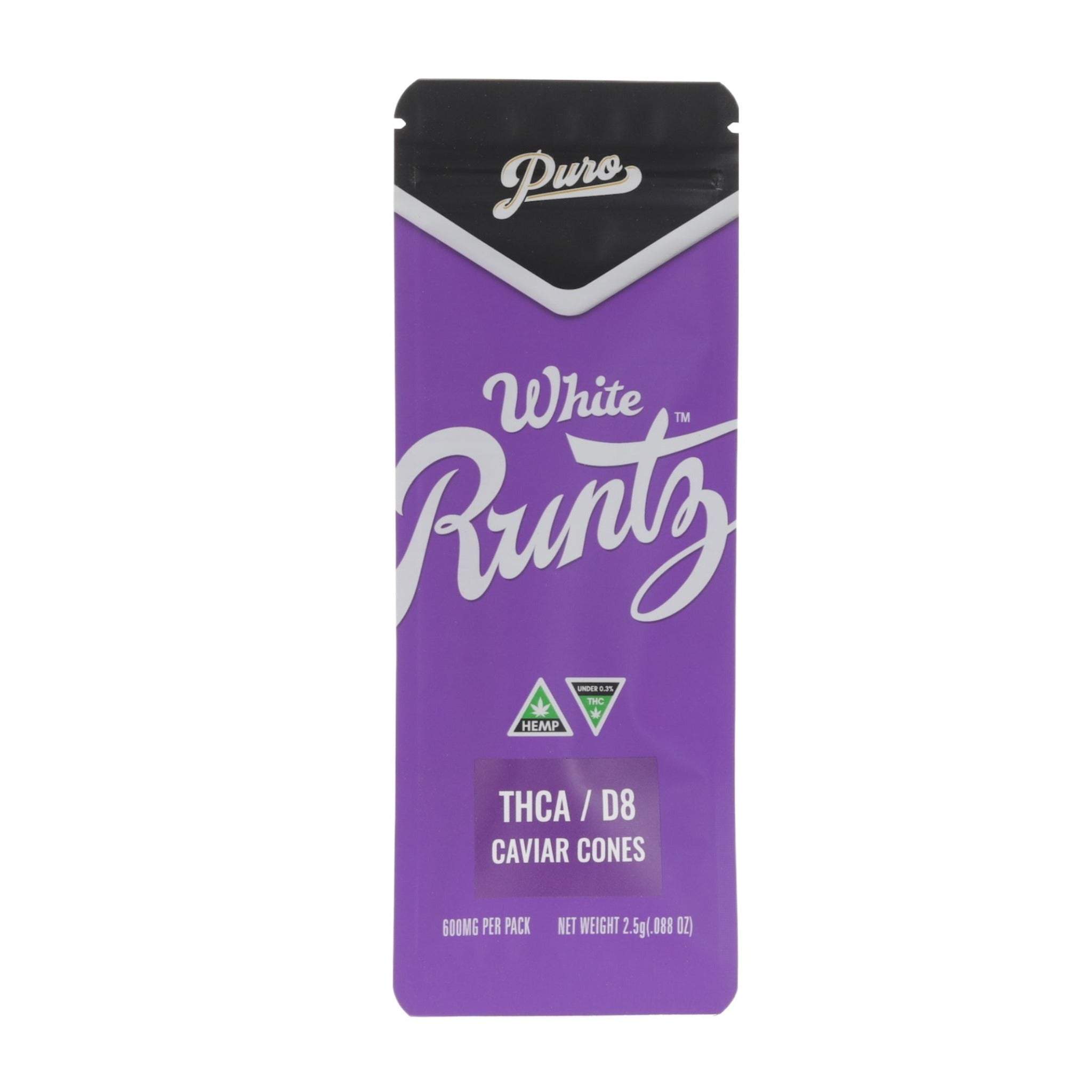 PURO X RUNTZ THCA / D8 CAVIAR 2 X 1.25GM PRE ROLLS WHITE RUNTZ 669356864034