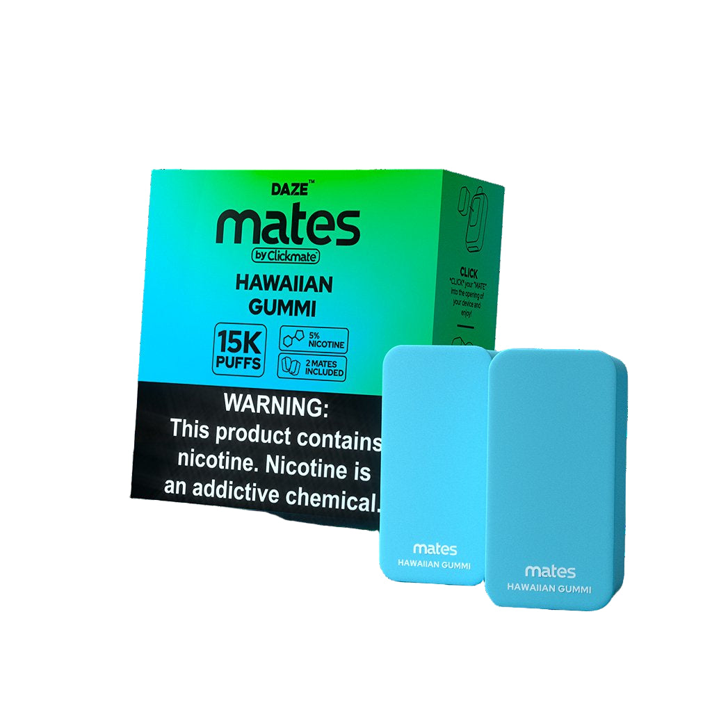 DAZE CLICKMATES 15K PUFFS DISPOSABLE POD KIT 2% NICOTINE (5CT DISPLAY) HAWAAIAN GUMMI 753275935590