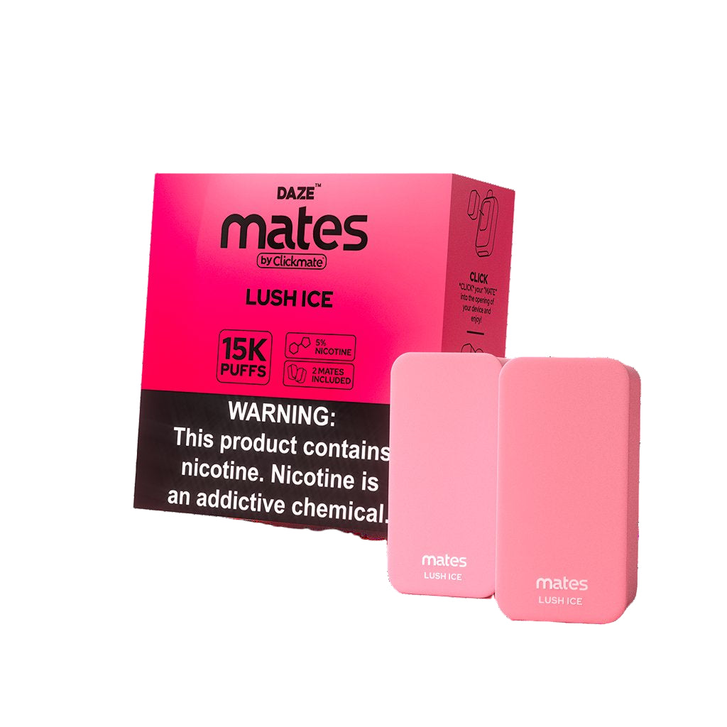 DAZE CLICKMATES 15K PUFFS DISPOSABLE POD KIT 2% NICOTINE (5CT DISPLAY) LUSH ICE 753275935514
