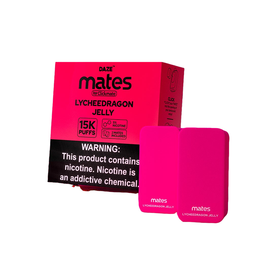 DAZE CLICKMATES 15K PUFFS DISPOSABLE POD KIT 2% NICOTINE (5CT DISPLAY) LYCHEEDRAGON JELLY 753275934999