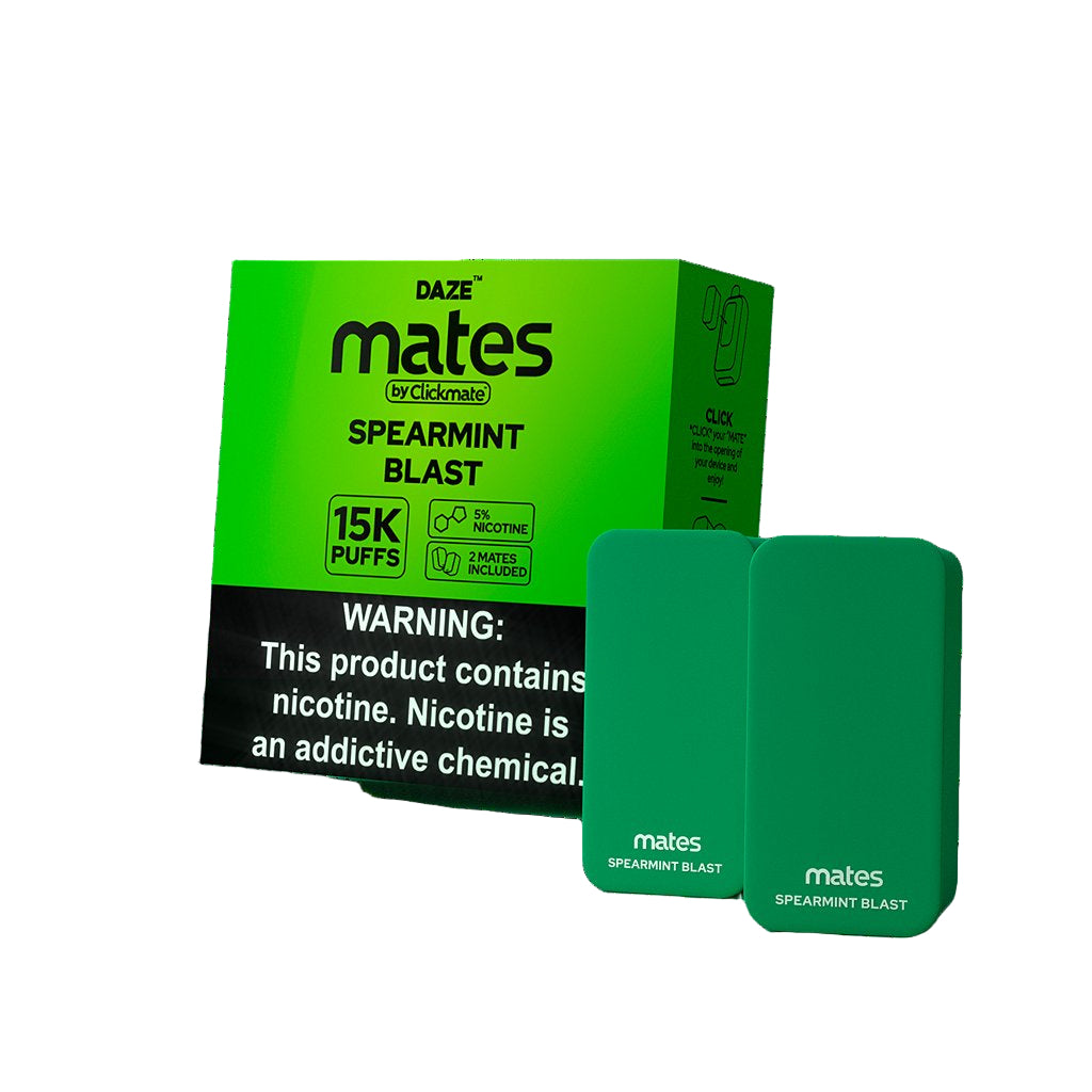 DAZE CLICKMATES 15K PUFFS DISPOSABLE POD KIT 2% NICOTINE (5CT DISPLAY) SPEARMINT BLAST 753275935392