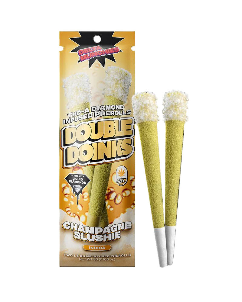 DELTA MUNCHIES DOUBLE DOINKS 1.5 GRAM THC-A PRE ROLL PACK OF 2 EACH CHAMPAGNE SLUSHIE 213888648824