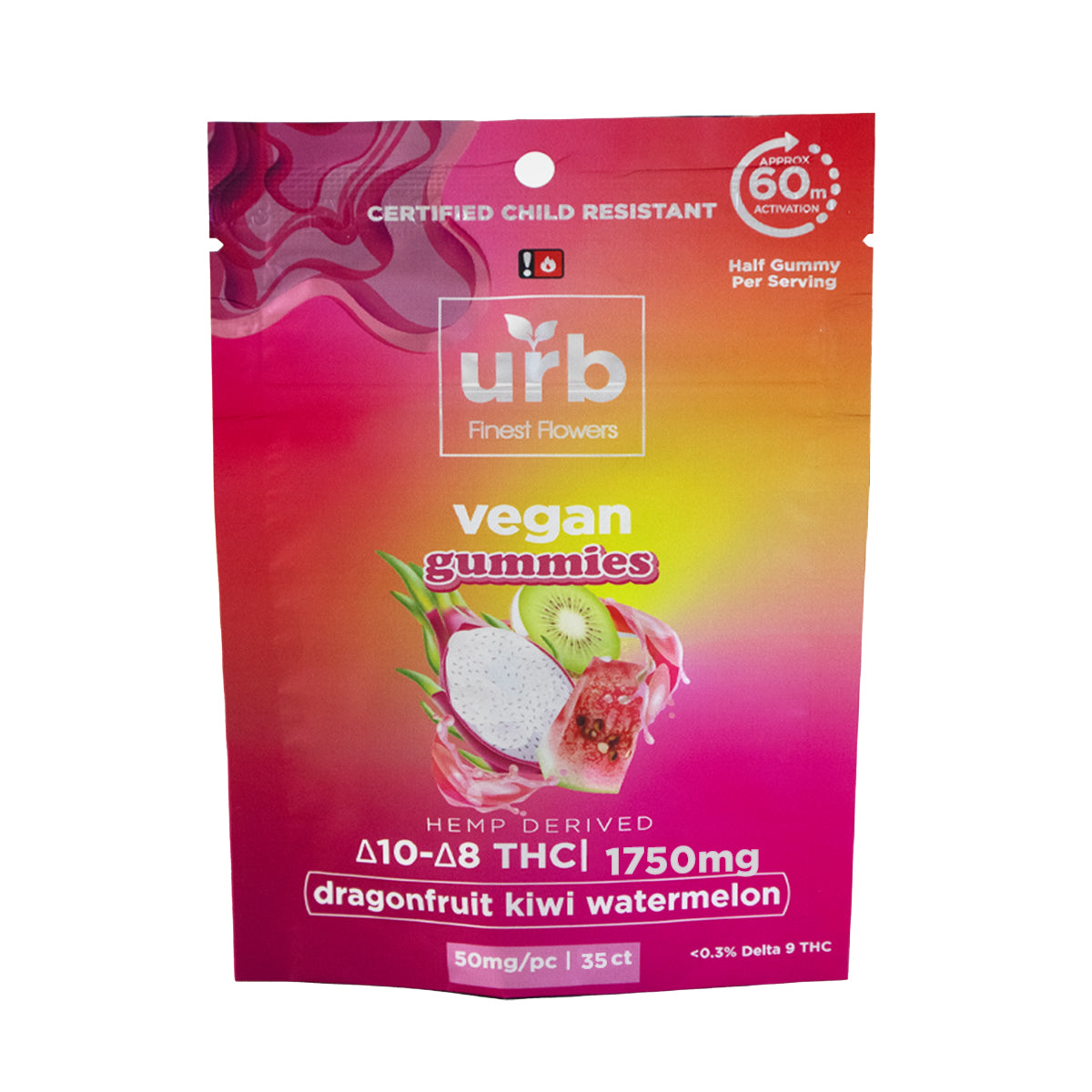 URB D10/D8 THC VEGAN GUMMIES 1750MG/PACK 50MG/GUMMY