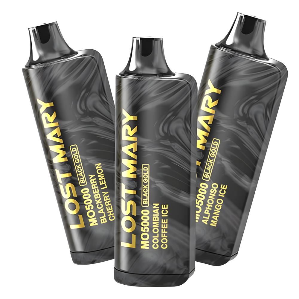 LOST MARY MO5000 BLACK GOLD EDITION 5% DISPOSABLE 5CT/DISPLAY ALPHONSO MANGO ICE 5056716404347