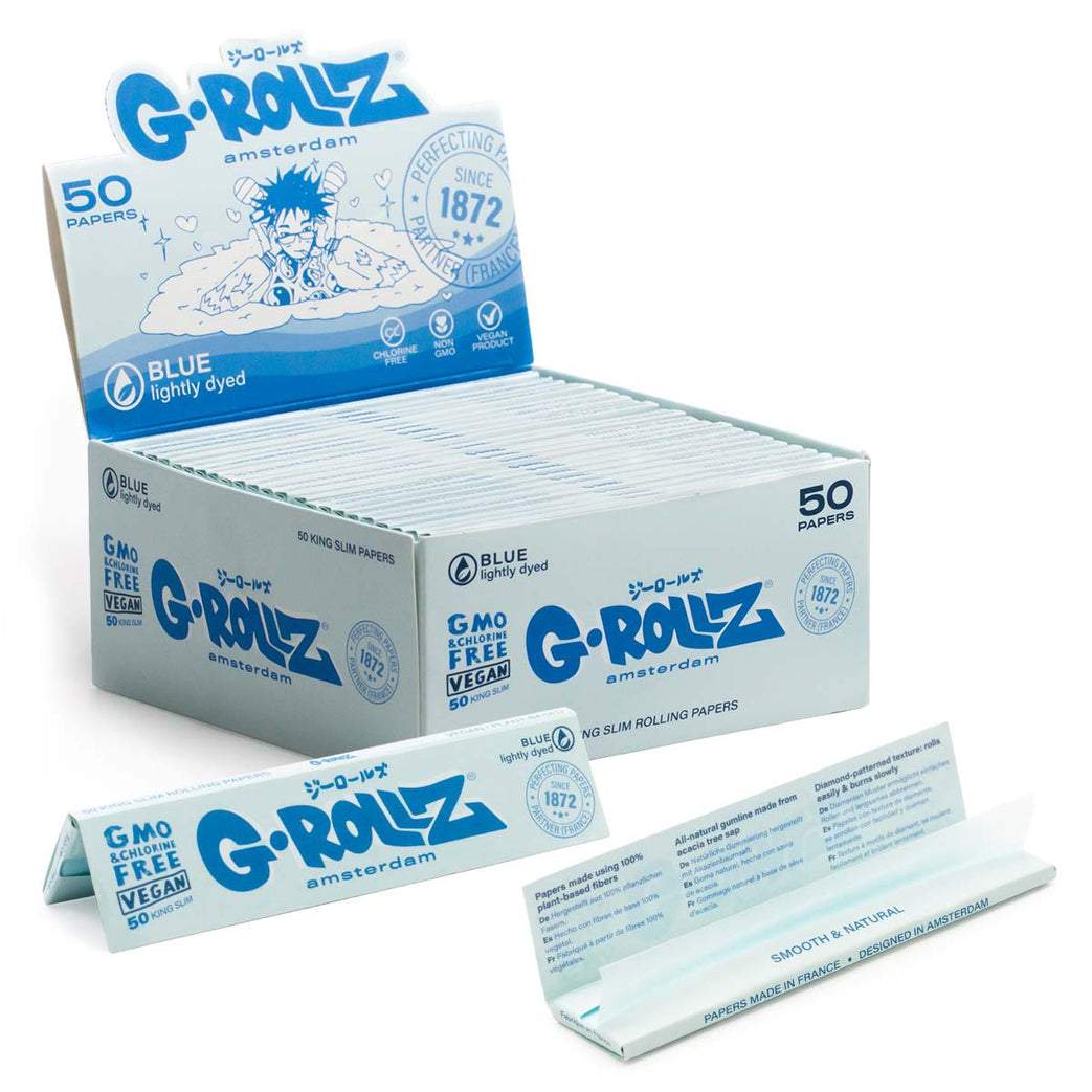 G-ROLLZ LIGHTLY DYED BLUE - 6 KING SIZE SINGLE PRE-ROLLED CONES 72/DISPLAY
